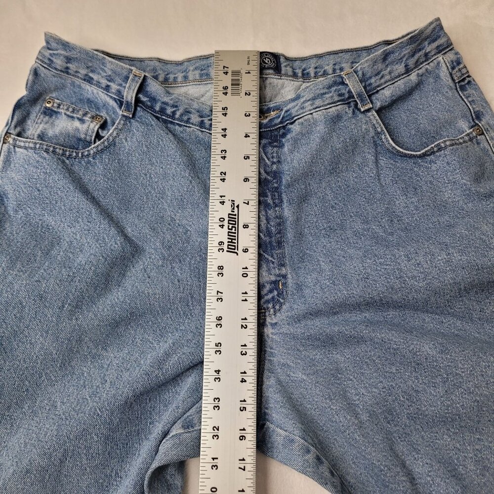 VTG 90s Venezia Embroidered Hem Straight Leg Women's Blue Denim Jean Size 20 USA - Picture 8 of 12